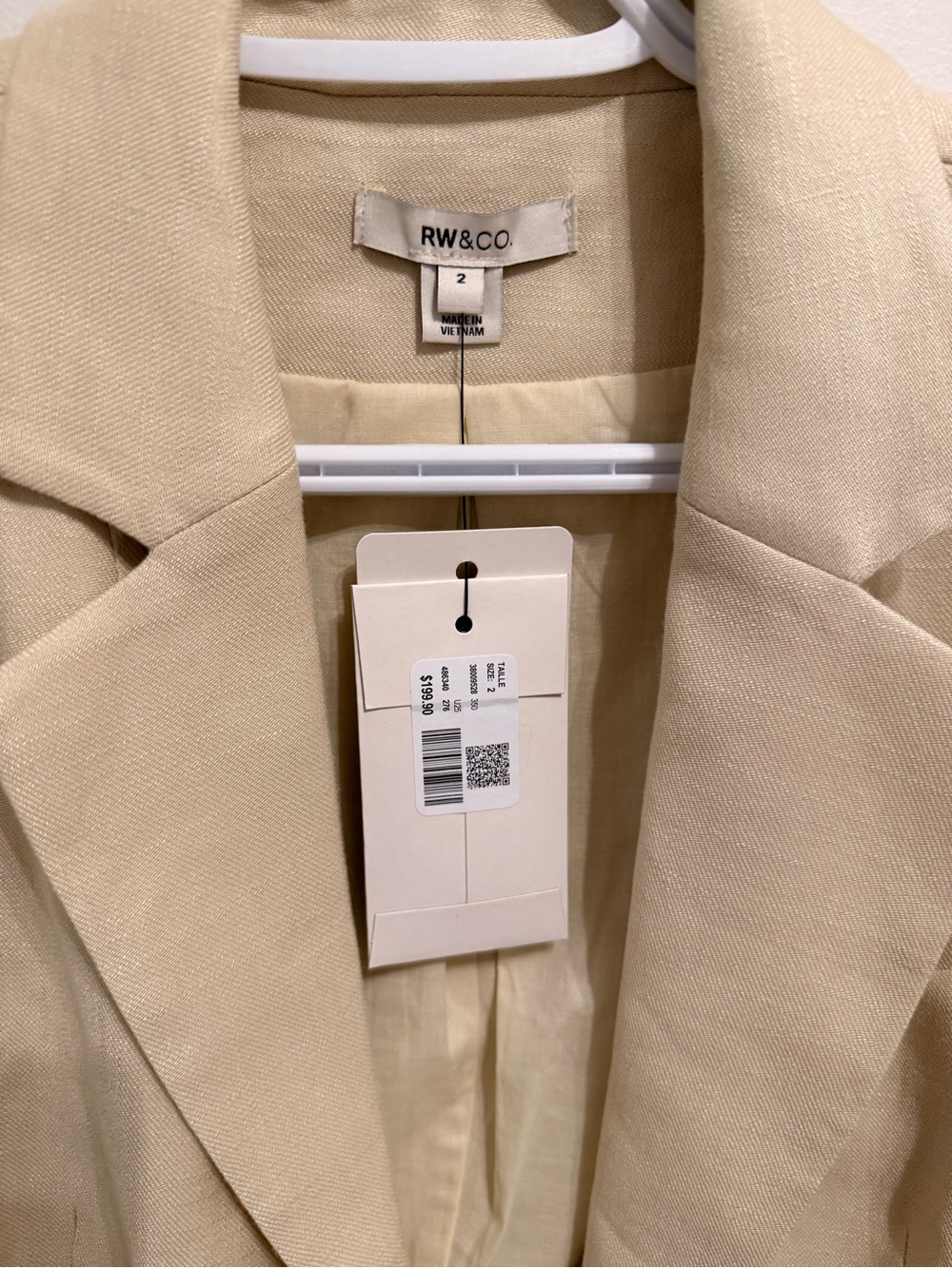 RW&CO. Women's Cream Single-Button Linen Blazer - Picture 4 of 5